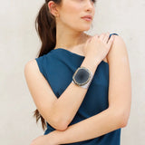 Brazalete Cadena Plata Ágata Azul