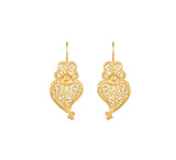 Pendientes Corazón de Viana 2,5cm de Plata Bañada en Oro