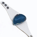 Brazalete Cadena Plata Ágata Azul