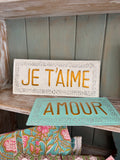 Placa decorativa Je t’aime Blanco