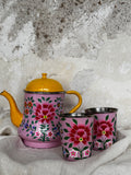 Tetera esmaltada India Rosa