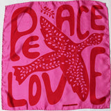 Mini pañuelo 100% seda Peace and Love Fucsia