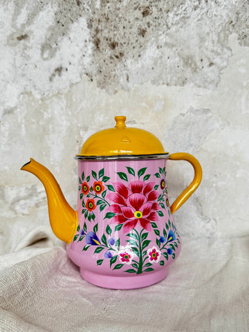 Tetera esmaltada India Rosa