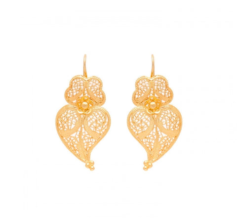 Pendientes Corazón de Viana 3,5cm de Plata Bañada en Oro