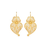 Pendientes Corazón de Viana 4,0cm de Plata Bañada en Oro