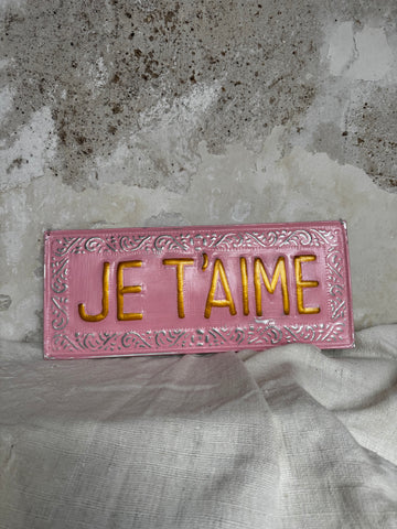 Placa decorativa Je t’aime Rosa