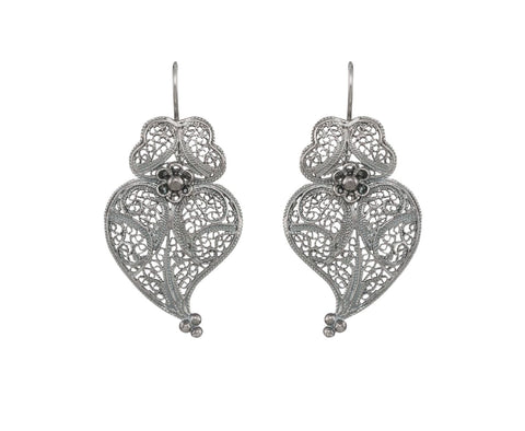 Pendientes Corazón de Viana 3,5cm de Plata