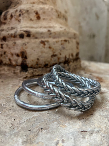 Pulsera Budista / Pan de Oro / TRENZADA PLATA