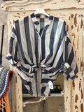 Camisa rayas blanco / gris oscuro