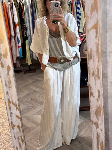 Conjunto rayas blanco