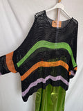 Poncho rayas lurex negro