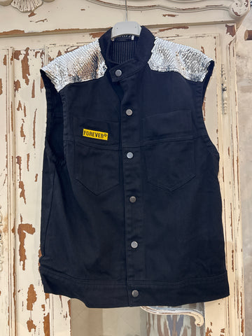 Chaleco vaquero negro lentejuelas