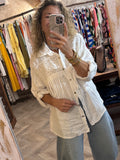 Sobrecamisa flecos lino blanca