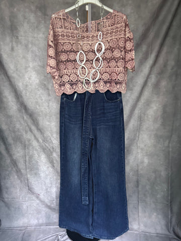 Top croché Rosa