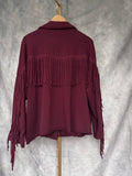 Chaqueta flecos burdeos