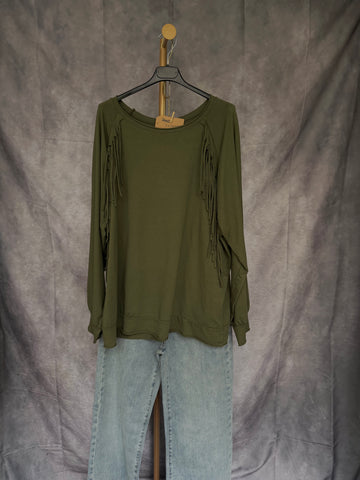 Sudadera flecos Kaki