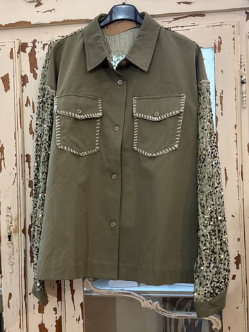 Camisa/ Sobrecamisa lentejuelas kaki