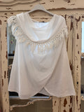 Blusa flecos blanca