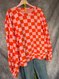 Sudadera cuadros rosa/ naranja