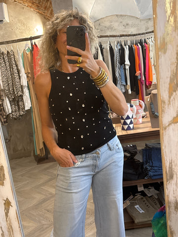 Top brillos negro
