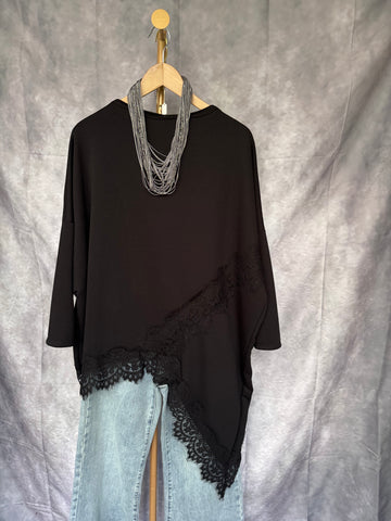 Sudadera encaje negra