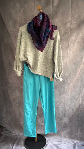 Pantalón polipiel turquesa