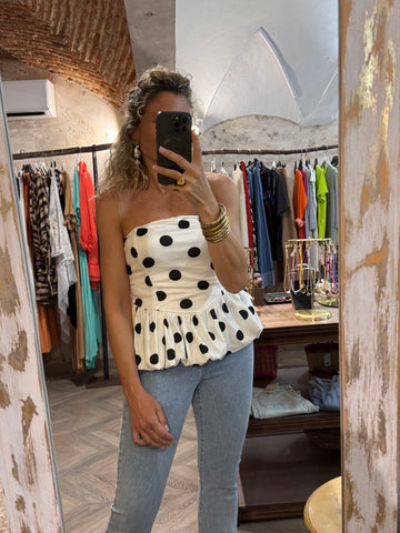 Top Lunares blanco