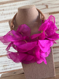 Collar flores grandes tela buganvilla