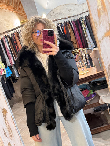 Anorak mangas elástico negro