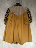 Camisa rayas /animal print camel