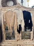 Chaqueta punto flecos negra