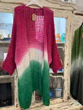Cárdigan tricolor fucsia