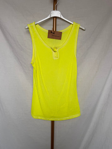 Top algodón canalé amarillo flúor