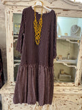 Vestido largo rayas granate