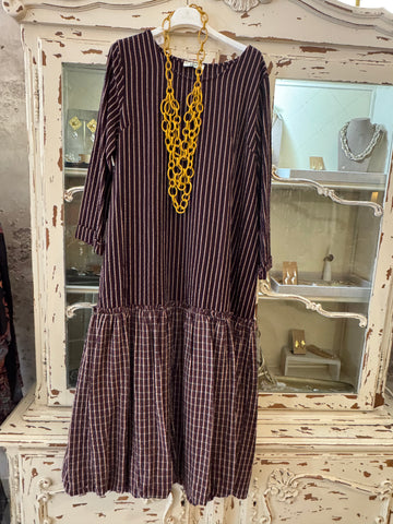 Vestido largo rayas granate