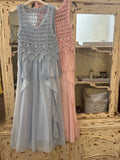 Vestido con croché azul