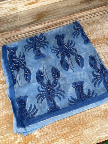 Pañuelo algodón langosta azul