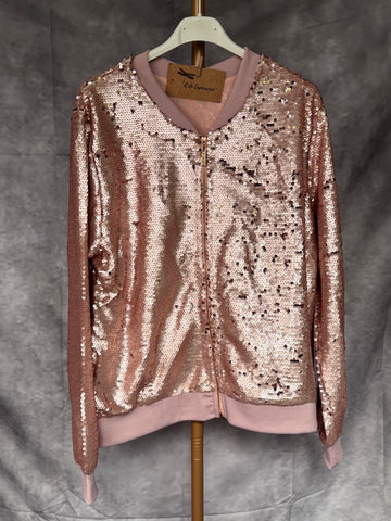 Bomber lentejuelas rosa