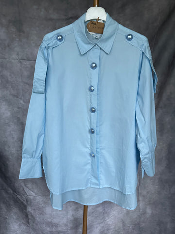 Camisa perlas azul