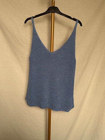 Top punto lúrex azul claro