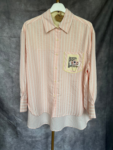 Camisa rayas rosa con bolsillo