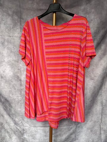 Camiseta rayas lurex rosa