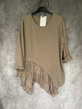 Camiseta volante taupe