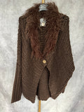 Chaqueta punto con cuello marrón