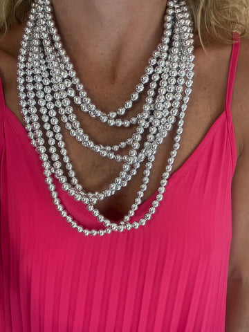 Collar Bolas Plateado