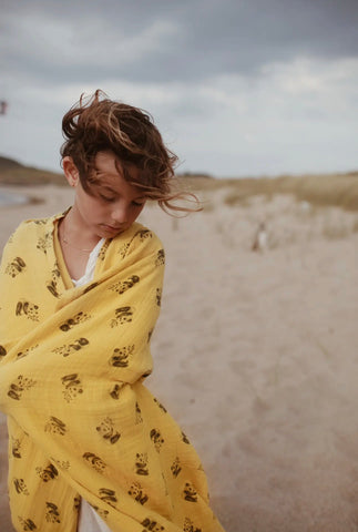 Pañuelo muselina Panda amarillo