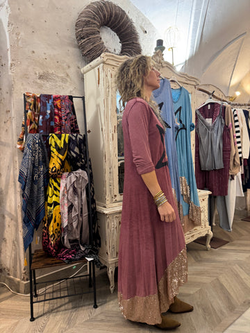 Vestido Boho lentejuelas granate