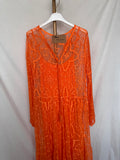 Vestido largo tul bordado naranja