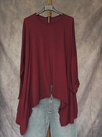 Camiseta asimétrica Burdeos