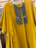 Vestido globo mostaza